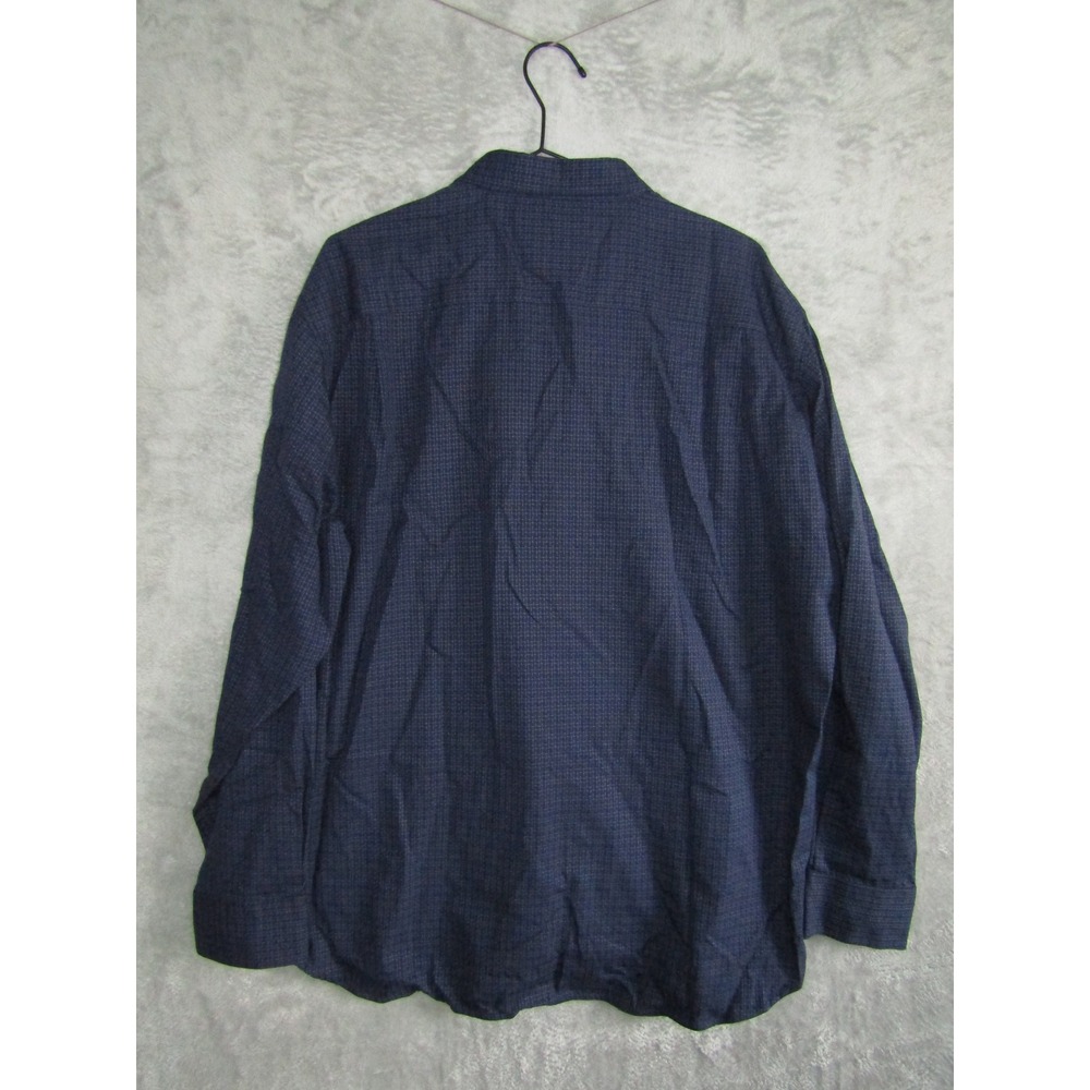 Tommy Bahama Mens Silk Cotton Blend Textured Dress Shirt XL Tall Navy Blue - Picture 2 of 7
